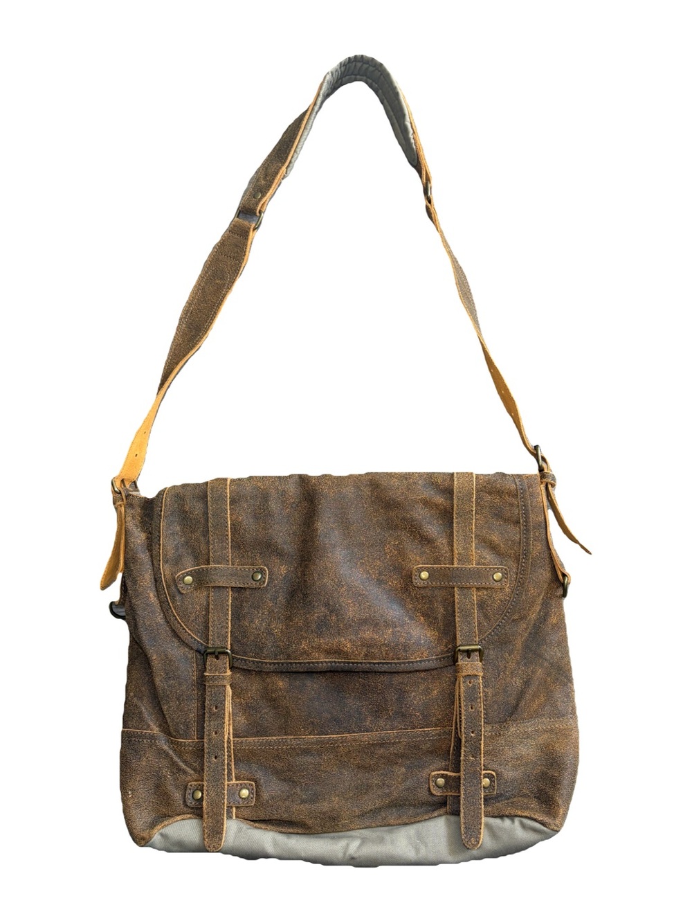 The Territory Ahead brown leather messenger computer bag satchel Vintage Style